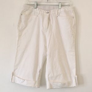 JM Collection White Knee High Shorts